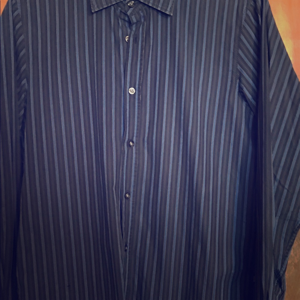 Men’s BOSS US Med long sleeve blue stripe shirt